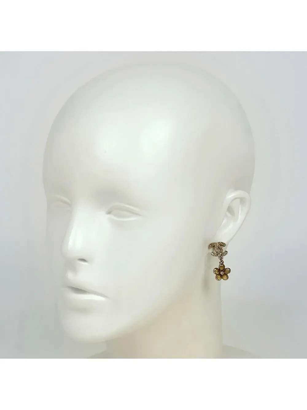 Chanel Cc Logo Flower Earrings Metal #327554C72B